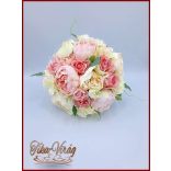 VINTAGE RÓZSASZÍN PEÓNIÁS ÖRÖK-CSOKOR+KITŰZŐVEL 