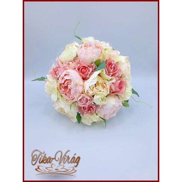 VINTAGE RÓZSASZÍN PEÓNIÁS ÖRÖK-CSOKOR+KITŰZŐVEL 