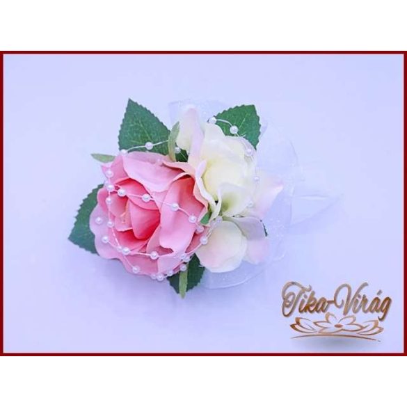 VINTAGE RÓZSASZÍN PEÓNIÁS ÖRÖK-CSOKOR+KITŰZŐVEL 