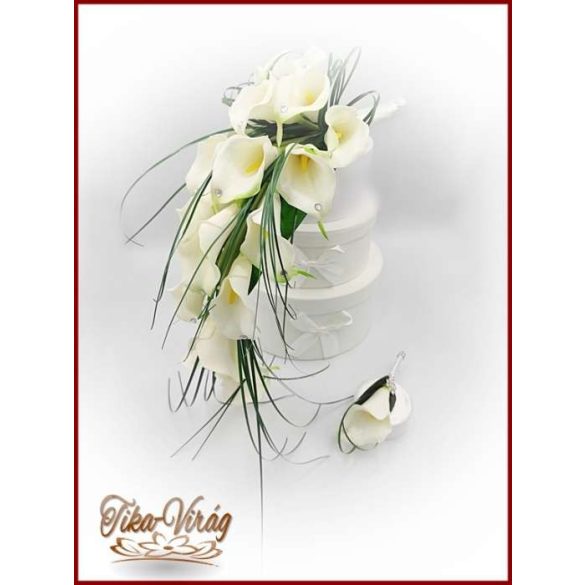 18 SZÁL FEHÉR KÁLÁS ÖRÖK-CSOKOR+kitűzővel 