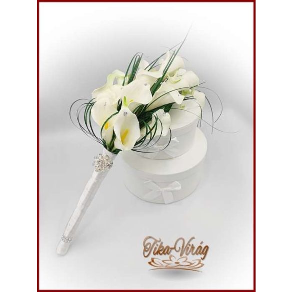 18 SZÁL FEHÉR KÁLÁS ÖRÖK-CSOKOR+kitűzővel 