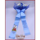 Ballagási örök csokor – kék és fehér rózsás egyedi ajándék