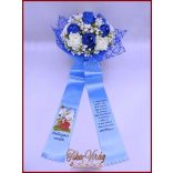 Ballagási örök csokor – kék és fehér rózsás egyedi ajándék