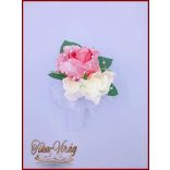 Vintage Rózsaszín kitűző, bokréta 