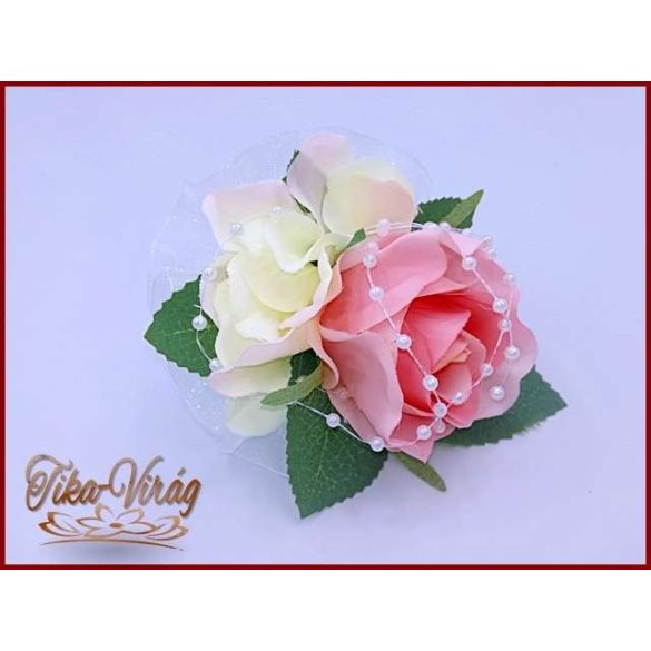 Vintage Rózsaszín kitűző, bokréta 