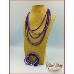  Divat-ékszer lila-színű, hosszú nyaklánc+karkötő 202729