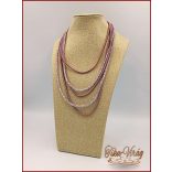 Divat-ékszer mályvás-színű, hosszú nyaklánc 