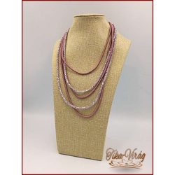 Divat-ékszer mályvás-színű, hosszú nyaklánc 