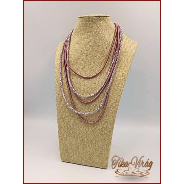 Divat-ékszer mályvás-színű, hosszú nyaklánc 