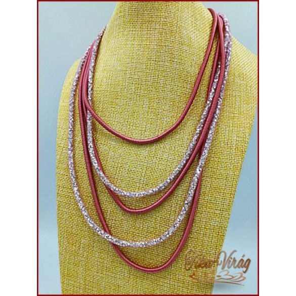 Divat-ékszer mályvás-színű, hosszú nyaklánc 