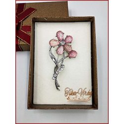 Brosstű Díszdobozban Rózsaszín-virág 