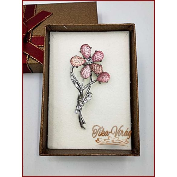 Brosstű Díszdobozban Rózsaszín-virág 