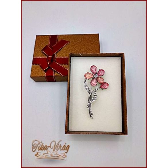 Brosstű Díszdobozban Rózsaszín-virág 