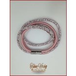 Divat-ékszer mályvás-színű, hosszú nyaklánc+karkötő 