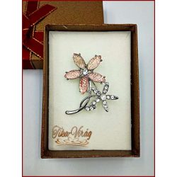 Brosstű Díszdobozban Rózsaszín-virág 