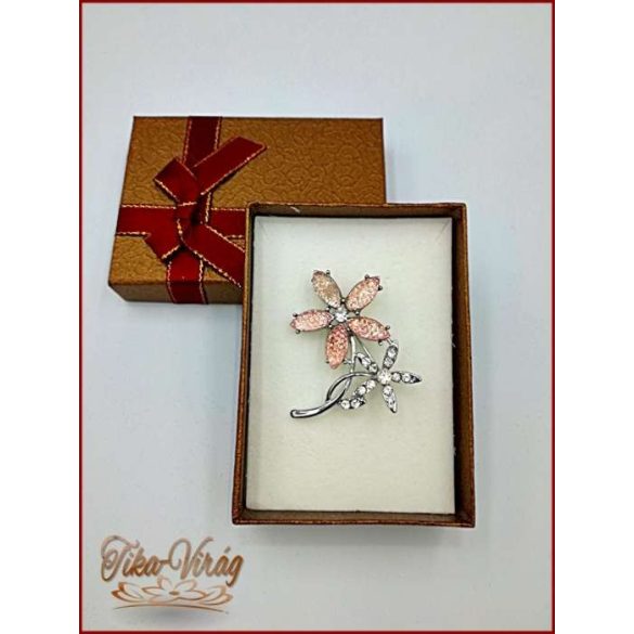 Brosstű Díszdobozban Rózsaszín-virág 