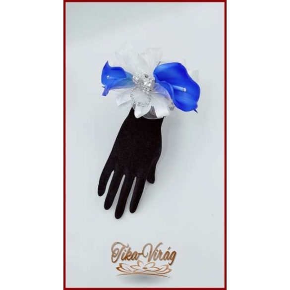 2 virágos Király-kék kálás csuklódísz gyöngysoros pánttal 