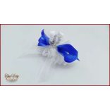 2 virágos Király-kék kálás csuklódísz gyöngysoros pánttal 