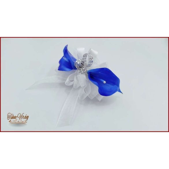 2 virágos Király-kék kálás csuklódísz gyöngysoros pánttal 