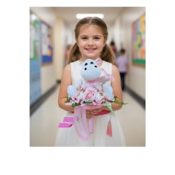   Ovis ballagási örök csokor – vízilovas, lepkés, egyedi ajándék kislánynak