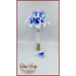 30 virágos White-Blue kálás örök-csokor + kitűzővel 