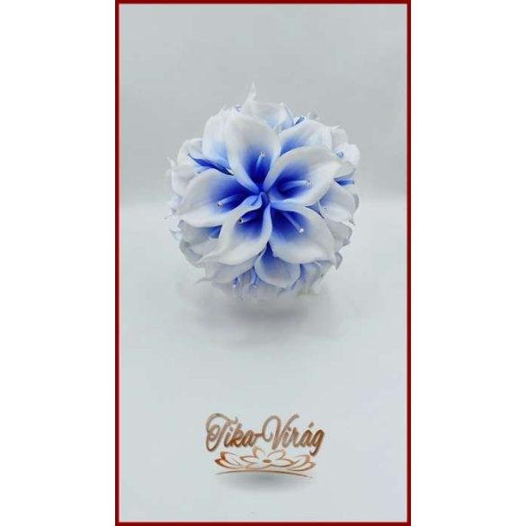 30 virágos White-Blue kálás örök-csokor + kitűzővel 