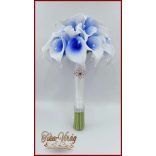 30 virágos White-Blue kálás örök-csokor + kitűzővel 