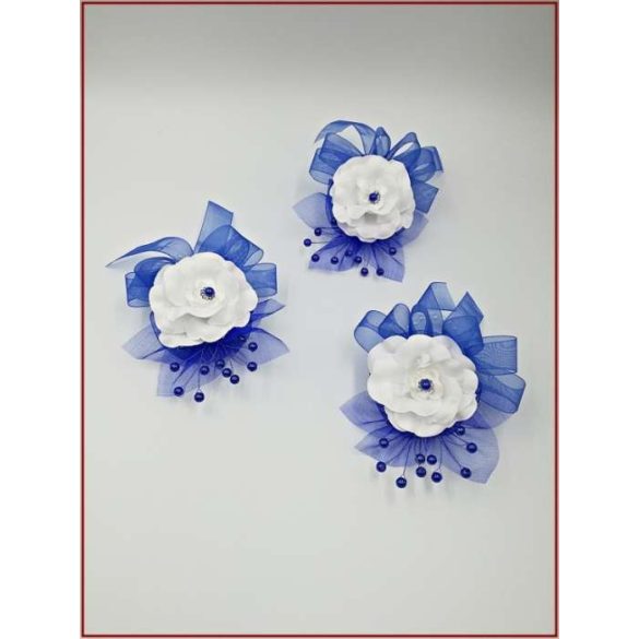 Királykék-fehér rózsás csuklódísz 