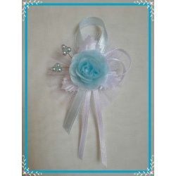 1" Bokréta, kitűző világoskék-fehér 