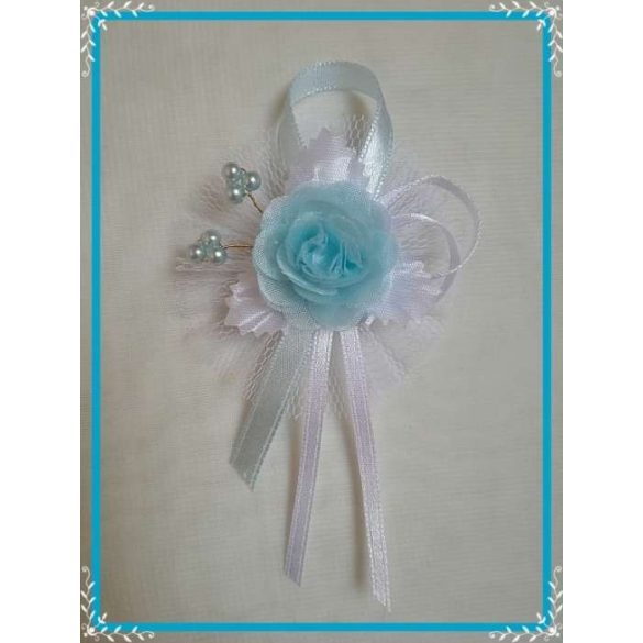 1" Bokréta, kitűző világoskék-fehér 