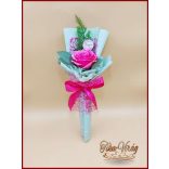 Pink nagy szappanrózsa táblácskával díszcsomagolásban 