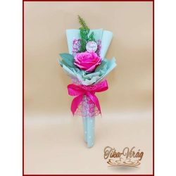 Pink nagy szappanrózsa táblácskával díszcsomagolásban 