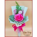 Pink nagy szappanrózsa táblácskával díszcsomagolásban 