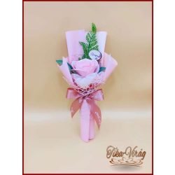   Rózsaszín nagy szappanrózsa táblácskával díszcsomagolásban 