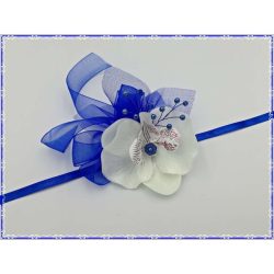Királykék-fehér orchideás csuklódísz 