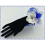 Királykék-fehér orchideás csuklódísz 