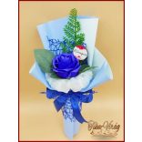 Királykék nagy szappanrózsa táblácskával díszcsomagolásban 