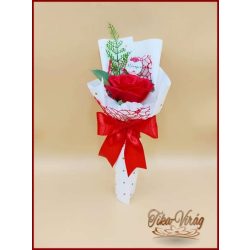   Piros nagy szappanrózsa táblácskával díszcsomagolásban 
