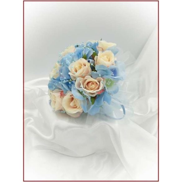 Barack rózsás-kék hortenziás Örök-csokor 12 virágos 