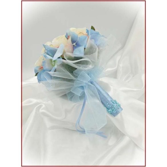 Barack rózsás-kék hortenziás Örök-csokor 12 virágos 