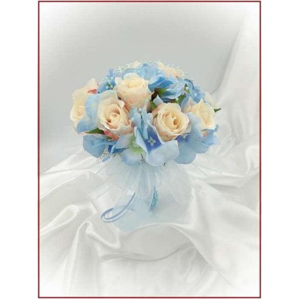 Barack rózsás-kék hortenziás Örök-csokor 12 virágos 