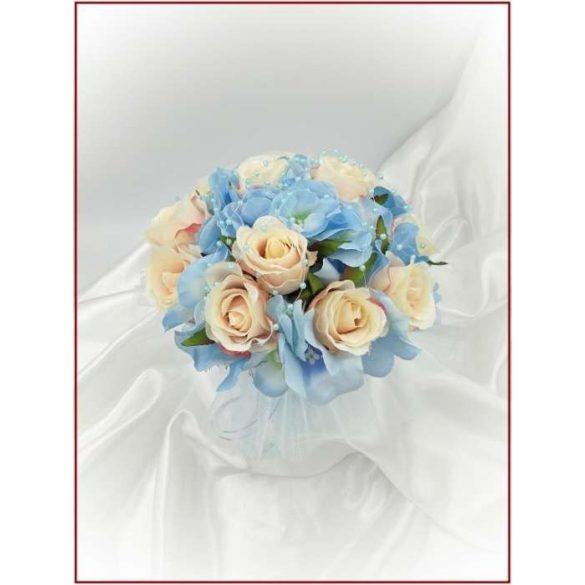 Barack rózsás-kék hortenziás Örök-csokor 12 virágos 