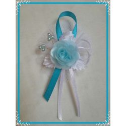 1" Bokréta, kitűző világoskék-fehér-türkiz 