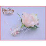 Púder-rózsaszín rózsás-fehér kálás kitűző, bokréta 