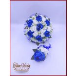 Király-kék 7 virágos örök-csokor + kitűzővel 