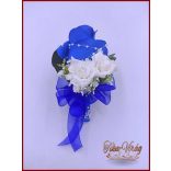 Király-kék 7 virágos örök-csokor + kitűzővel 
