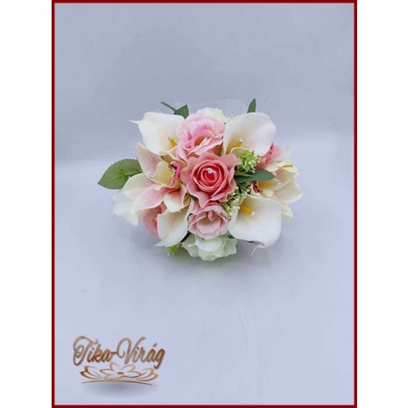 Koszorúslány vagy dobó örök-csokor kála, rózsa, orchidea, liziantusz kövekkel díszített 