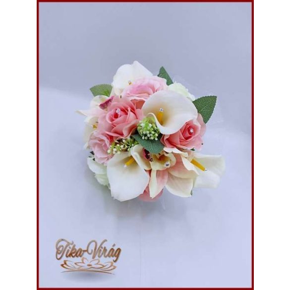 Koszorúslány vagy dobó örök-csokor kála, rózsa, orchidea, liziantusz kövekkel díszített 