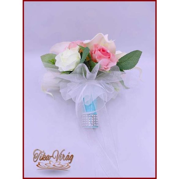 Koszorúslány vagy dobó örök-csokor kála, rózsa, orchidea, liziantusz kövekkel díszített 