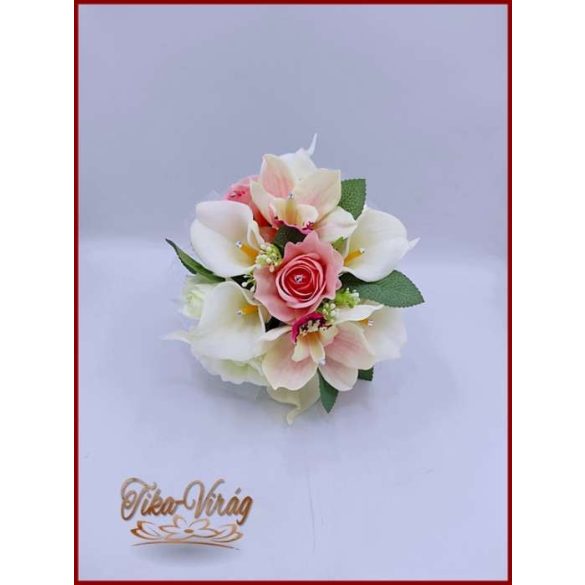 Koszorúslány vagy dobó örök-csokor kála, rózsa, orchidea, liziantusz kövekkel díszített 